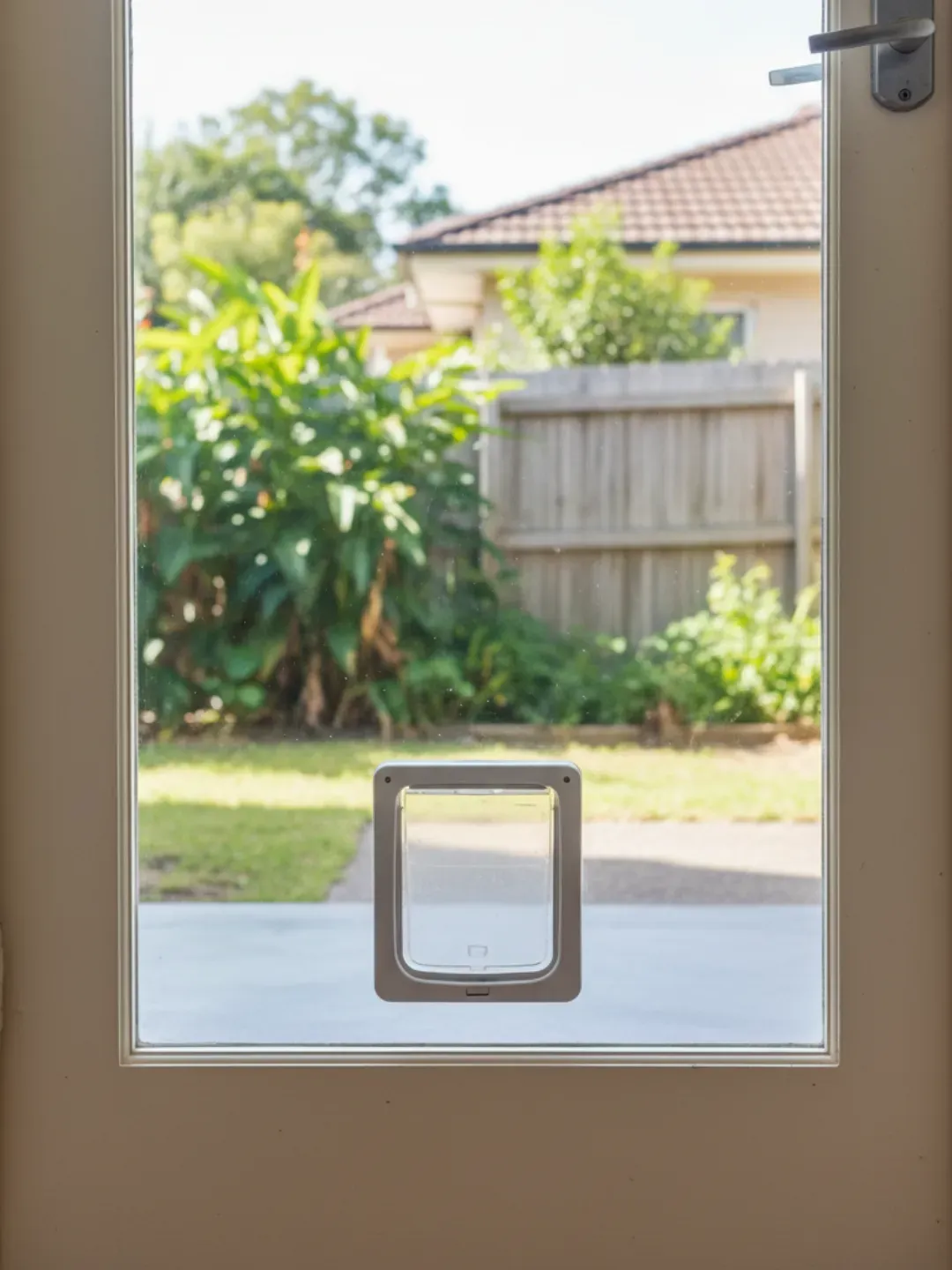 AS1288 grade A toughened safety glass panel with polished pet door cut-out Hamilton